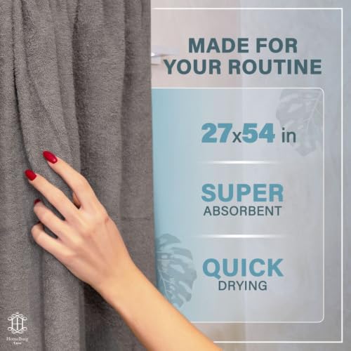 Luxe 2-Piece Bath Towel Set – Large Soft Cotton Towels, Absorbent, Durable & Skin-Friendly, Machine Washable, 27 x 54 in, Stone Grey - color: Stone Grey