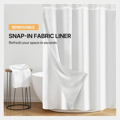 River Dream Fabric Snap in Shower Curtain Liner Replacement,White,70x57 | with Magnets,Detachable Liner,Quick Dry，Machine Washable，Fit for River Dream 71(W) x 77(H) with Window Shower Curtain - size: 70"W x 57"L (Pack of 1)