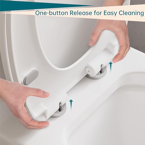 Round Toilet Seat with Soft Close, Quick Release and Quick Attach Design, Plastic Toilet Seat with Non-Slip Bumpers, Never Loosens and Easy to Install and Clean, Fits Most Round Toilets - color: Standard (Locking), size: Round (17″)