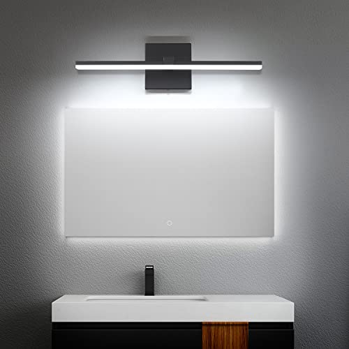 Black Bathroom Vanity Lights - 18 inch Modern LED Bathroom Light Fixtures Dimmable Vanity Light Acrylic Bath Room Lighting Fixture Over Mirror - color: Black- Dimmable, size: 18-inch