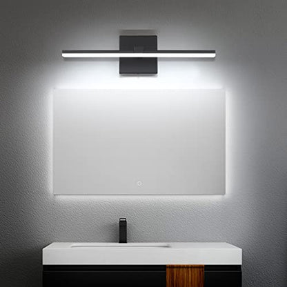 Black Bathroom Vanity Lights - 18 inch Modern LED Bathroom Light Fixtures Dimmable Vanity Light Acrylic Bath Room Lighting Fixture Over Mirror - color: Black- Dimmable, size: 18-inch