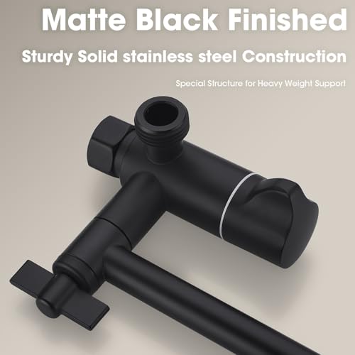 TRUSTMI Shower Arm Diverter, 10 Inch Adjustable Height Shower Head Extension Arm, Matte Black - color: Black
