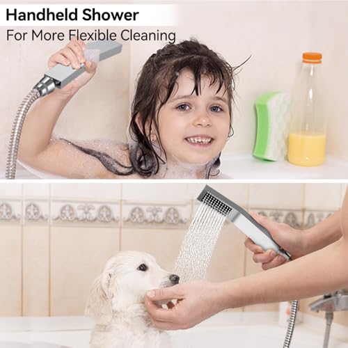 STARBATH Shower Faucet Set Shower System with Diverter Valve, Chrome | 12 Inch Ceiling Mount Rain Shower Head, 6 Inch Wall Mount Rainfall Shower Head and Handheld Spray for Two Person - color: Chrome, size: 12"+6"-02