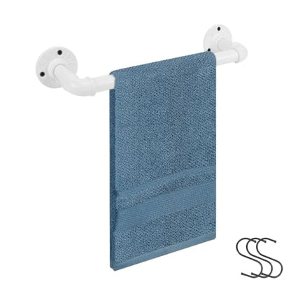 Industrial Pipe Towel Rack Towel Bar, Heavy Duty Wall Mounted Rustic Farmhouse Bath Towel Holder for Bathroom (White, 12 inch) - color: White, size: 12 inch