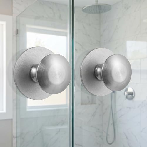 2pcs Self-Adhesive Suction Cup Door Handles Stainless Steel Cabinet Pulls for Shower Doors Glass Sliding Cabinets No Drilling Installation
