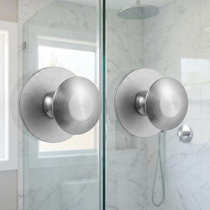 2pcs Self-Adhesive Suction Cup Door Handles Stainless Steel Cabinet Pulls for Shower Doors Glass Sliding Cabinets No Drilling Installation