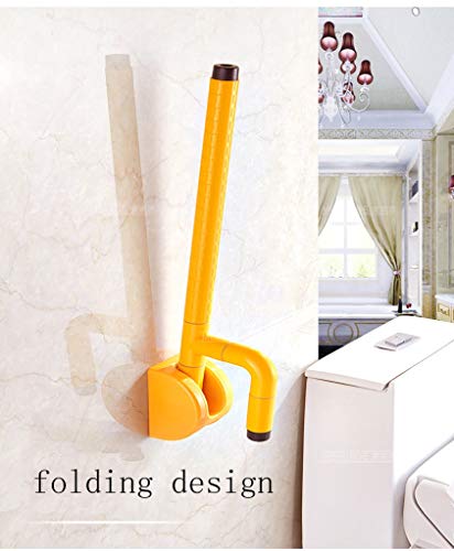 Grab Bars Handle Safety Support Hand Rails, Nylon Stainless Steel Anti-Slip Grab Bar,Single Arm White/Yellow Drop Fold Down Support Rail ,Bathroom Handrail For Elderly And Disabled , Toilet Safety Han - color: Yellow