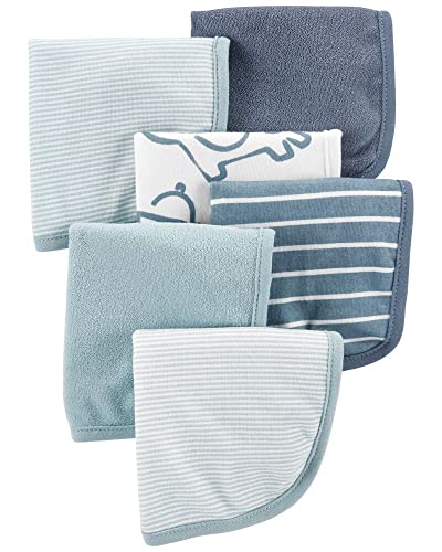 Carter's 6-Pack Washcloths (Blue/Navy/Stripes) - color: Blue/Navy/Stripes
