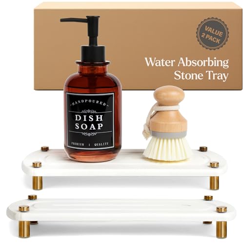 2PCS Absorbing Stone Soap Tray, Quick Dry Diatomaceous Earth Drying Rack | Self-draining, mold-resistant water absorbing soap holder; shower caddy, soap dispenser & sponge organizer, kitchen bathroom. - color: Pure White