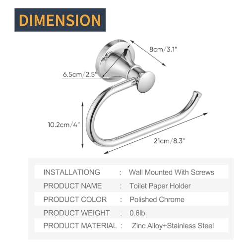 Toilet Paper Holder Wall Mount Bathroom Tissue Holder Polished Chrome | Pivoting Tissue Roll Holder, High Quality Stainless Steel Hand Towel Ring Rustproof, Bathroom Accessories,Toilet Storage - color: Polished Chrome