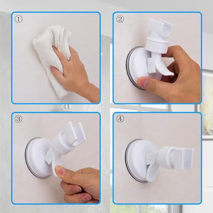 Adjustable Shower Head Holder,Suction Cup Wall Mount, ABS Plastic | Removable Handheld Shower Head Bracket,360 Swivel,Easy Install,Fits Most Shower Heads,Suitable for Smooth Surfaces,White - style: Adjustable, White