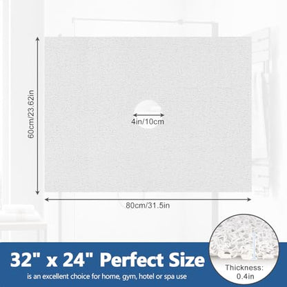 Shower Mat Non Slip 32 x 24 inch: Loofah Anti Slip Shower Mat,Non Slip Bathtub Mat for Inside Shower,Quick Drying Shower stall mat with Drain Hole in Middle,for Shower,Bathroom and Wet Areas - color: White