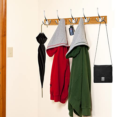 IBosins 18 Pack Silvery Big Heavy Duty Wall Mounted Three Prongs Coat Hooks | Coat Hooks Wall Mounted with 36 Screws Retro Double Utility Rustic Hooks for Big Heavy Bag - color: 18 Pcs Matte Nickel
