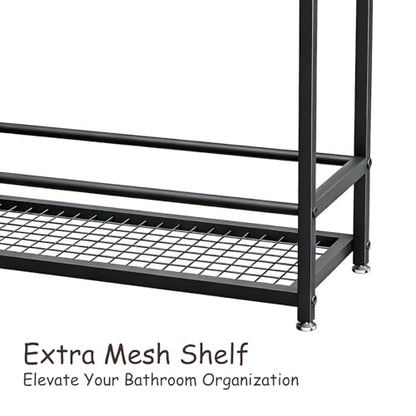 4-Tier Extra Wide Freestanding Towel Rack, Heavy-Duty Metal Towel Drying Stand for Bathroom, Poolside & Spa (Matte Black, 27.6" Wide) - color: Matte Black