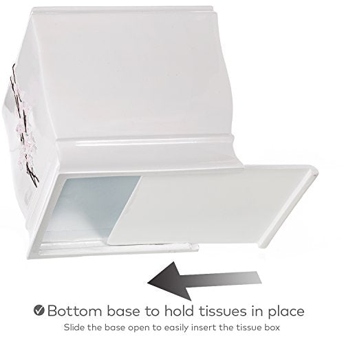 Vanda Cherry Blossom White Square Resin Tissue Box Cover with Bottom Slider - style: Square Tissue Box