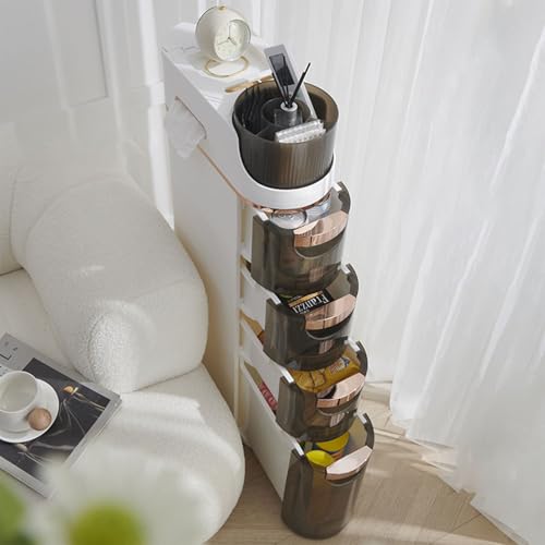 4 Tiers Mobile Narrow Storage Cabinet with Large Capacity, Bathroom Floor Cabinet with Wheels Free Slim Storage Cart with Drawers for Living Room Bathroom - size: 4-Tier