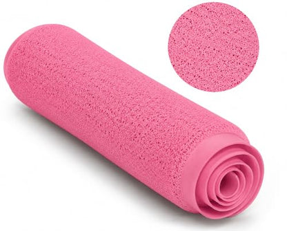 Home Expressions Non Slip with Suction Cups Loofah Bathmat 27"x15" & 29.5"X16.9", PVC Loofah Bathroom Mats, Loofah Mats for Shower and Bathroom, Quick Drying, (Pink 29.5"X16.9") - size: PINK 29.5"X16.9"