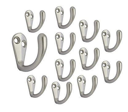 QCAA Premium Quality Single Prong Robe Hook Hanger, Zinc Die Cast, Matte Nickel, Made in Taiwan, 12 Pack - color: Matte Nickel, size: 12 Pack