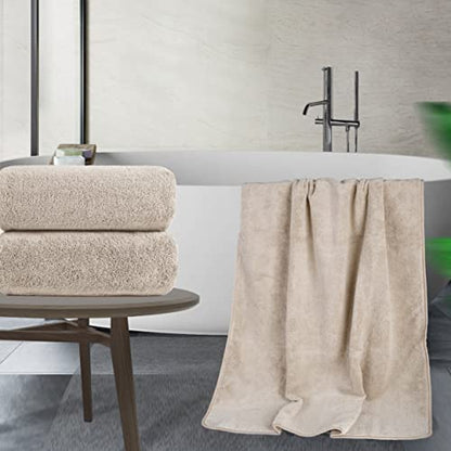 POLYTE Quick Dry Lint Free Microfiber Bath Sheet, 35 x 70 in, Pack of 2 (Beige) | 2 Pack, Oversize, Lint Free, Quick Dry - color: Beige