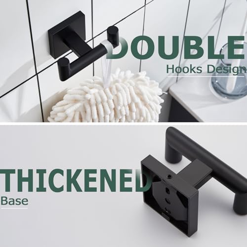 KOKOSIRI Robe Hook Bathroom Double Towel Coat Hooks Matte Black for Bath Kitchen Wall Mounted, 2 Pack Stainless Steel B1015BK-P2 - color: Matte Black, size: 2 Pack