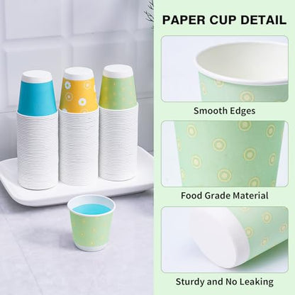 Tamone 600 Pack 3 oz Bathroom Cups Small Paper Cups, Disposable Mouthwash Cups with Dot, Pink, Green, Yellow, Disposable 3 oz Paper Cups for Party, Picnic, BBQ, Travel, Home - color: pink & yellow & green