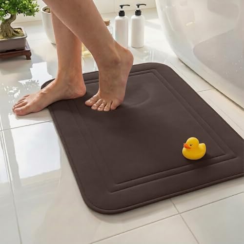Memory Foam Bath Mat 31x20, Non Slip, Machine Washable, Quick Dry & Absorbent Rugs, Bath Mats for Bathroom Floor, Tub & Shower, Bathroom Rug, Chocolate Brown - color: Chocolate Brown, size: 31 x 20 Inch