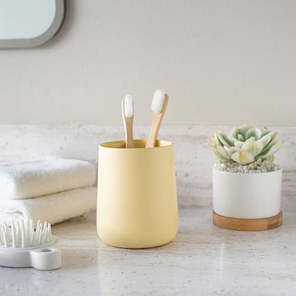 Yew Design Matte Yellow Bathroom Toothbrush Holder Cup - Round - color: Round Matte Yellow Cream