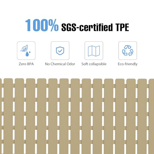 Shower Mat Non-Slip Bath Mat for Tub and Shower Stall,236 Suction Cups with Drain Holes, Quick Dry Machine Washable, Extra Grip for Stand Up Showers, Bathroom Essentials 24x24 Inch (Brown) - color: Brown