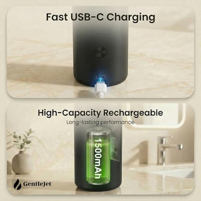 GentleJet SmoothDrop Automatic Liquid Soap Dispenser Touchless, No-Drip Precision Pump, USB-C Rechargeable, 304 Stainless Steel, Waterproof Countertop Dispenser for Kitchen & Bathroom Sink, 270 ml - color: Black