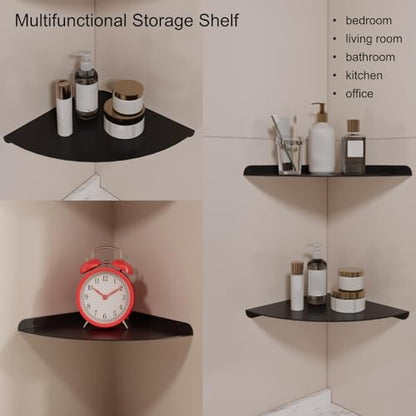 8.5 Inch Metal Corner Shelf - Aluminum Alloy Wall Mounted Floating Corner Shelf Durable and Waterproof for Kitchen, Bathroom, Living Room Home Décor