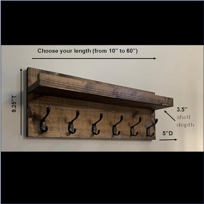 Coat Rack with Shelf Wall Mounted with Storage (Choose Your Length) Towel Rack Entryway Organizer Key Hooks (28" L (7 Hooks)) - size: 28"L (7 hooks)