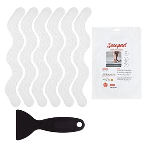 Secopad Patented 36 PCS Anti Slip Shower Stickers, Safety Bathtub Strips Adhesive Decals with Premium Scraper for Bath Tub Shower Stairs (White) - color: Whte