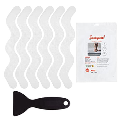 Secopad Patented 36 PCS Anti Slip Shower Stickers, Safety Bathtub Strips Adhesive Decals with Premium Scraper for Bath Tub Shower Stairs (White) - color: Whte