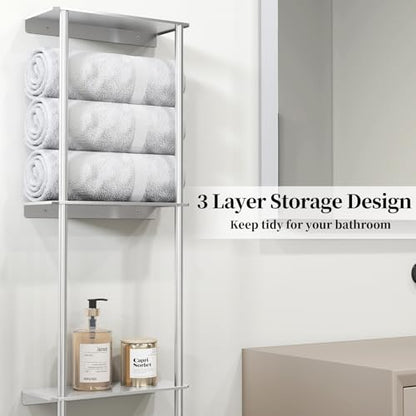 Bethom Towel Racks for Bathroom, 3Tier Towel Storage Rack, Brushed Nickel | Towel Rack for Bathroom with Shelf & Towel Bar, SUS304 Stainless Steel Rustproof, Easy to Install, Keeps Towels Tidy - color: Brushed Nickel-a