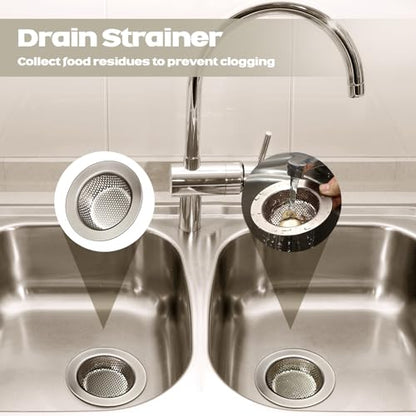 2 Pcs Sink Strainer Stainless Steel Kitchen Sink Drain Strainer Basket Cover Mesh Hair Food Catcher, Large Wide Rim of 4.4 Diameter(Brushed Silver) - color: Brushed Silver