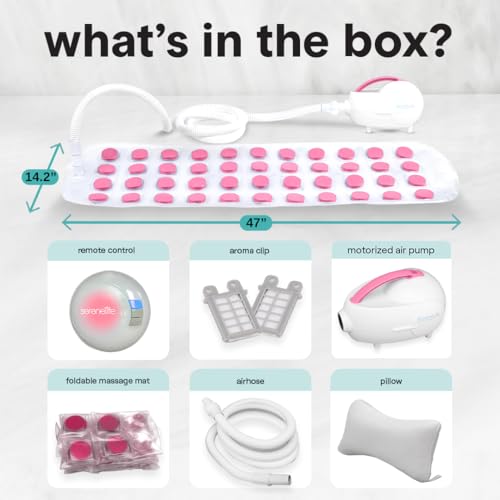 SereneLife Bubble Bath Mat - Portable Spa Bubble Bath Massager with Waterproof Bath Light & Pillow, Adjustable Bubble Intensity, Easy Button Control, Remote Control (Pink) - color: Pink
