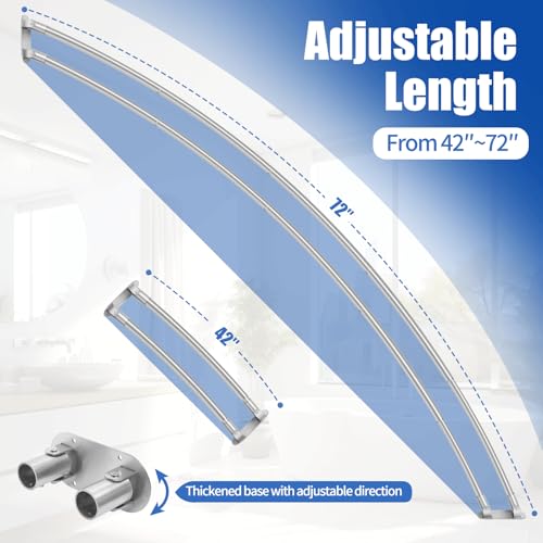 Double Curved Shower Curtain Rod 42 to 72 Inches Elegant Double Shower Curtain Rod Adjustable Wall Mounted Double Shower Curtain Pole for Bathroom (Silver, 42 to 72") - color: Silver 1, size: 42"-72"