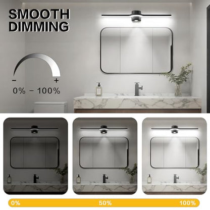 Vanity Lights for Bathroom– 32 Inch Black Bathroom Light Fixture Over Mirror LED Dimmable 6000K Cool White with Built-in Downlight Modern Matte Black Aluminum - size: 32 Inch