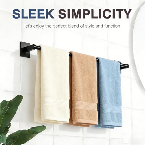 Towel Rack, 24-Inch Towel Holder 304 Stainless Steel, Hardware Set Towel Bar for Bathroom, Kitchen, Cabinet in Hotel or Home, Matte Black & Wall Mounted - size: 24