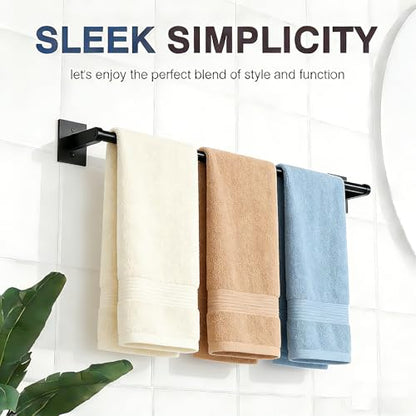 Towel Rack, 24-Inch Towel Holder 304 Stainless Steel, Hardware Set Towel Bar for Bathroom, Kitchen, Cabinet in Hotel or Home, Matte Black & Wall Mounted - size: 24