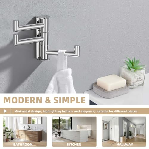 Suyar Bathroom Towel Hook Polished Chrome, Swivel Robe Hook with 3 Arms | SUS304 Stainless Steel, Wall Mounted - color: Polished Chrome, size: 1 Pack