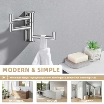 Suyar Bathroom Towel Hook Polished Chrome, Swivel Robe Hook with 3 Arms | SUS304 Stainless Steel, Wall Mounted - color: Polished Chrome, size: 1 Pack