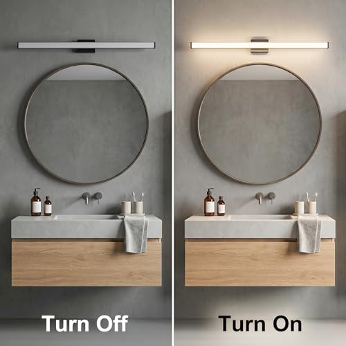 URSOLA 48" Modern LED Bathroom Light Fixtures, Matte Black 3CCT Dimmable Bathroom Vanity Light Over Mirror, Bathroom Vanity Bath Bar Lights with Double Layer Acrylic Shade - color: Matte Black, size: 48inch