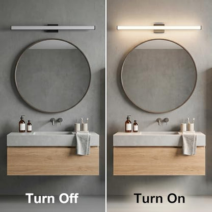 URSOLA 48" Modern LED Bathroom Light Fixtures, Matte Black 3CCT Dimmable Bathroom Vanity Light Over Mirror, Bathroom Vanity Bath Bar Lights with Double Layer Acrylic Shade - color: Matte Black, size: 48inch