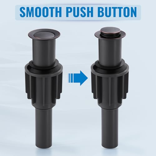 Pop Up Sink Drain Without Overflow, Bathroom Sink Drain Vessel Sink Stopper Pop Up Sink Drain Stopper, Pop Up Drain for Bathroom Sink Drain Strainer for Hair Catcher,Oil Rubbed Bronze - color: Oil Rubbed Bronze, style: Without Overflow