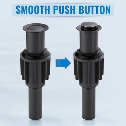 Pop Up Sink Drain Without Overflow, Bathroom Sink Drain Vessel Sink Stopper Pop Up Sink Drain Stopper, Pop Up Drain for Bathroom Sink Drain Strainer for Hair Catcher,Oil Rubbed Bronze - color: Oil Rubbed Bronze, style: Without Overflow