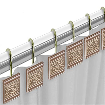 Zahari Home 13pc Sinatra Bathroom Shower Curtain Set - Blush Luxury Fabric With 12 Hooks - Unique Design Bling - color: Sinatra Blush, style: Shower Curtain and 12 Shower Hooks