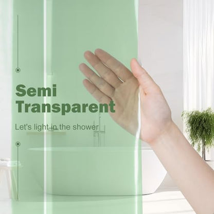 UFRIDAY Green Clear 72 x 84 Shower Curtain Liner,Extra Long Clear Shower Curtain Liner 84 inches Long,12 Rust Resistant Metal Grommets, 5 Weighted Magnet Hem - color: Green Clear, size: 72"W x 84"L (Pack of 1)