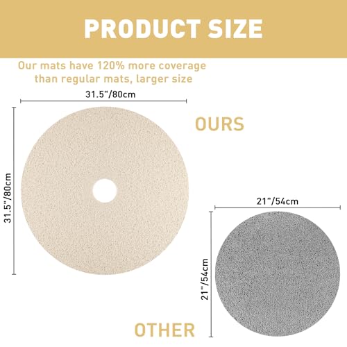 Shower Mat Non Slip: 31 Inch Diameter Extra Large Round Shower Mats with Drain Hole in Middle - Soft Loofah Great Drainage Shower Stall Matt for Inside Shower - color: Beige, size: 31" (Round)