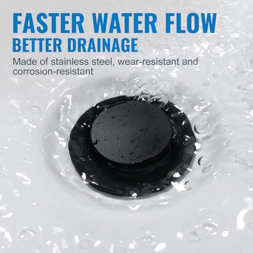 Pop Up Sink Drain Without Overflow, Bathroom Sink Drain Vessel Sink Stopper Pop Up Sink Drain Stopper, Pop Up Drain for Bathroom Sink Drain Strainer for Hair Catcher, Matte Black - color: Matte Black, style: Without Overflow
